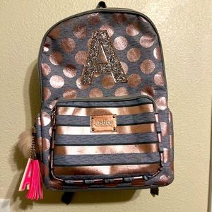 Justice ‘A’ letter backpack